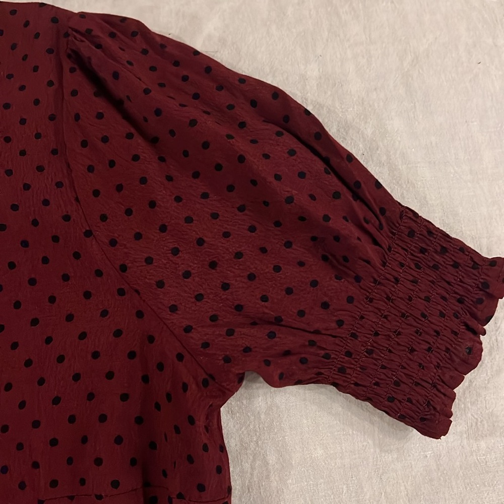 NWT Francesca’s Small Red polka dot wrap mini dress - Picture 4 of 5